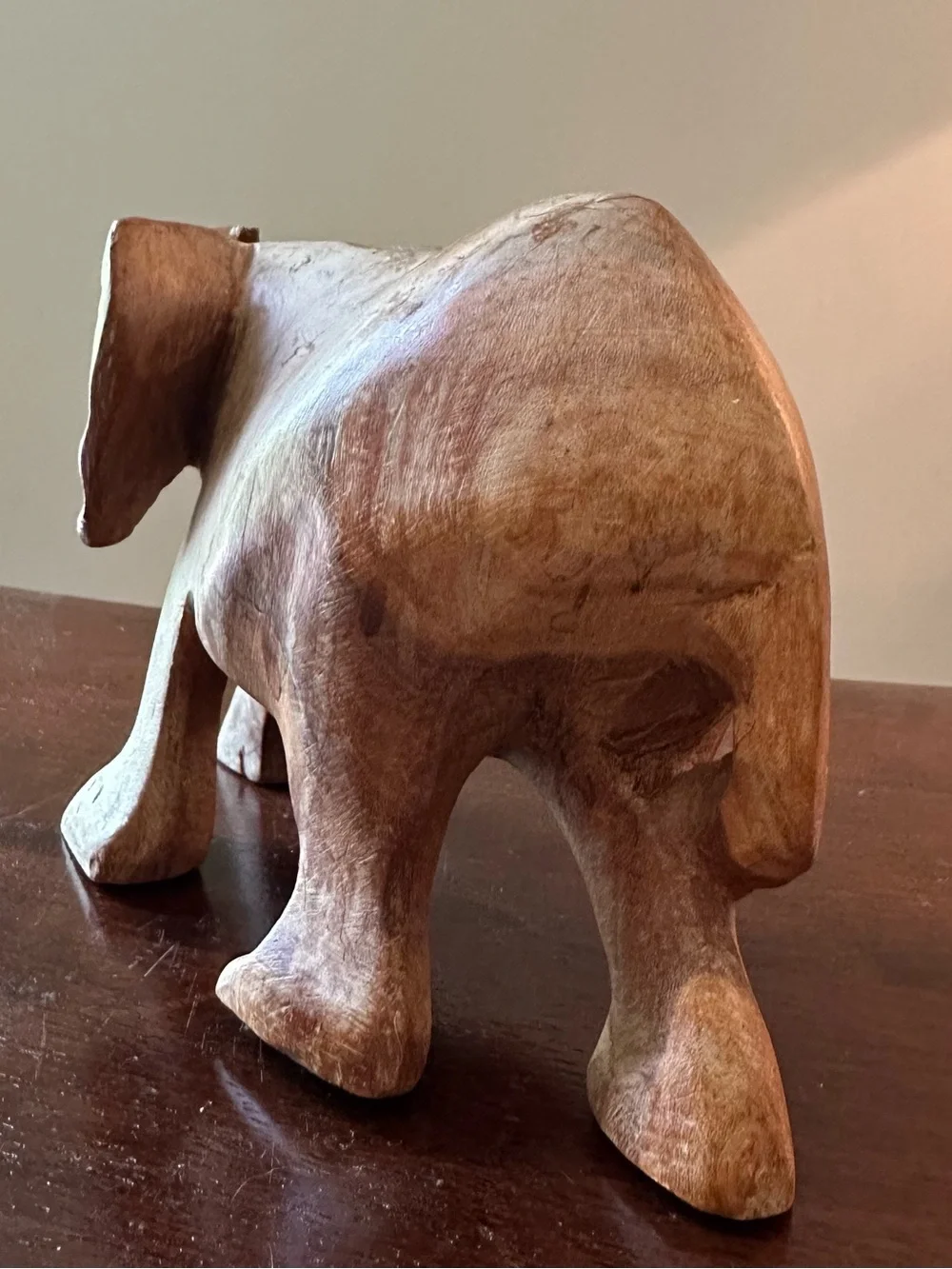 Wooden, hand carved elephant